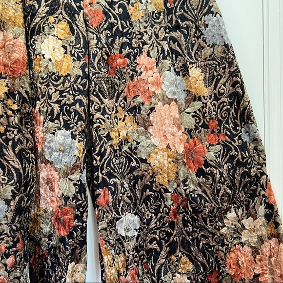 Vintage 90s Velvet Floral Wide Leg Pants - Picture 4 of 5